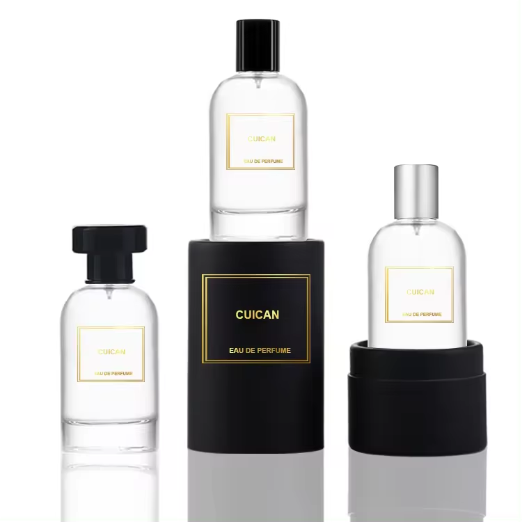 Round Shape 30ml 50ml 100ml luxury empty glass perfume bottle with custom box