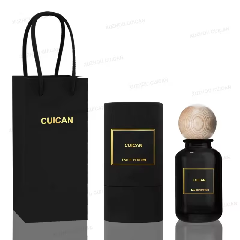 Custom deep processing bottle 30ml 50ml 100ml black perfume bottle with box and bag