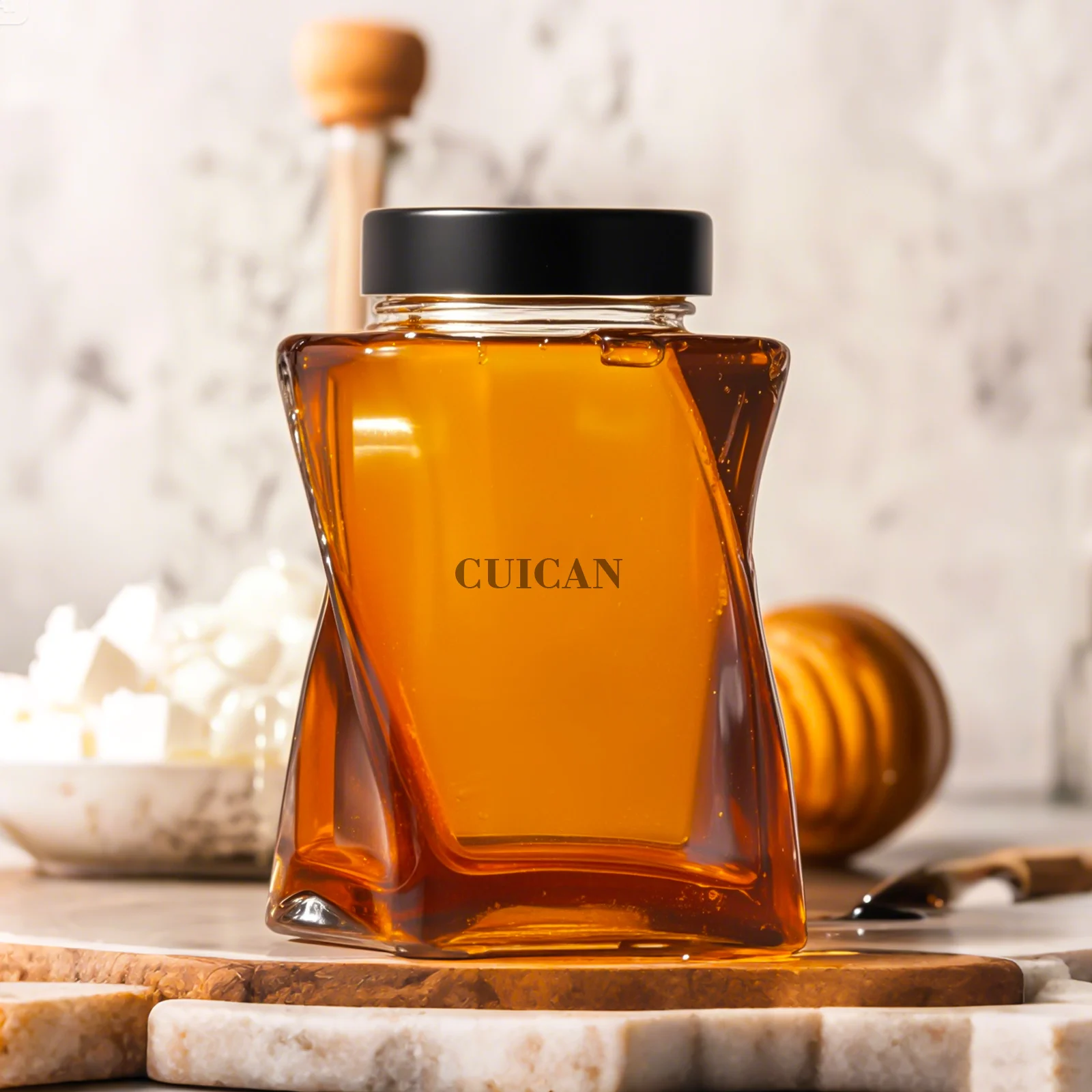 WholesaleTwisted Glass Honey Jar