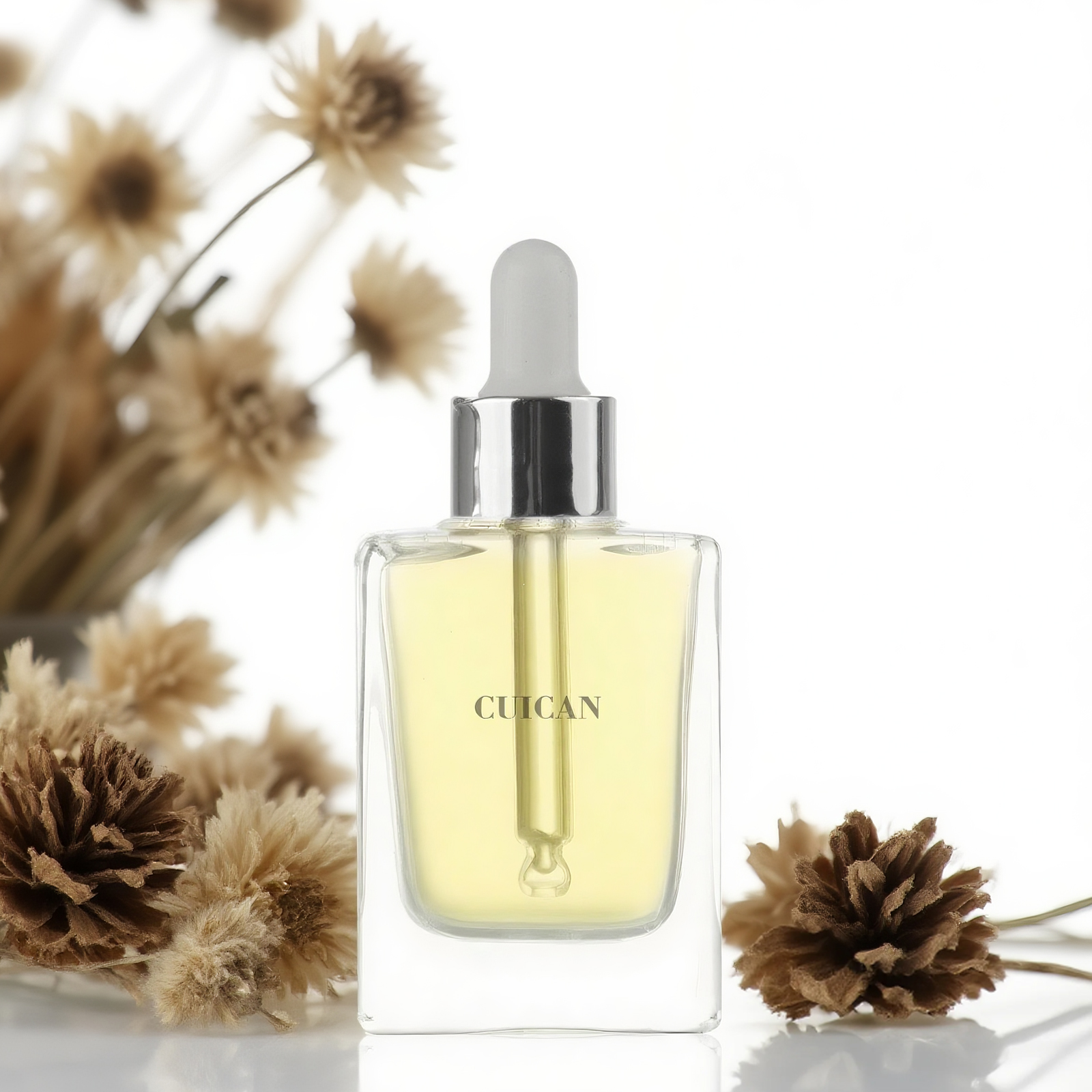 Custom Flat Shape 30ml Glass Dropper Bottle