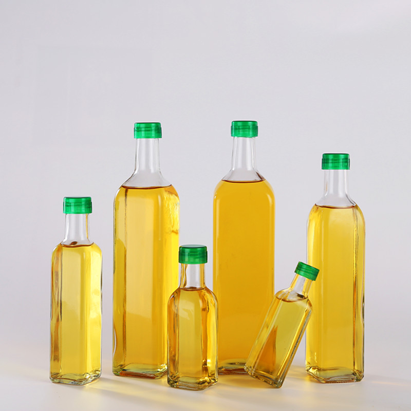 Round shape and square shape olive oil glass bottle 