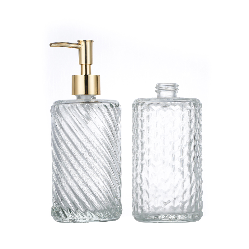 Factory Supply Blue Glass Cosmetic Jars Wholesale - 350ML 450ML glass lotion bottles wholesale Cui Can Glass detail pictures