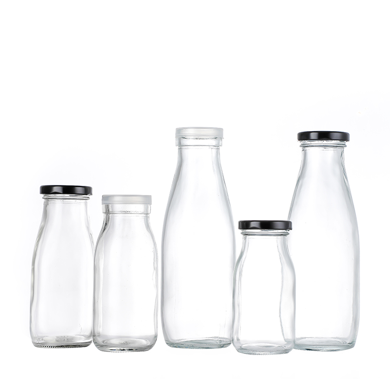 Wholesale PricePerfume Glass- Wholesale Food Grade 200ml 260ml 330ml 500ml 1000ml Glass Milk Bottle with Metal Lid Cui Can Glass detail pictures