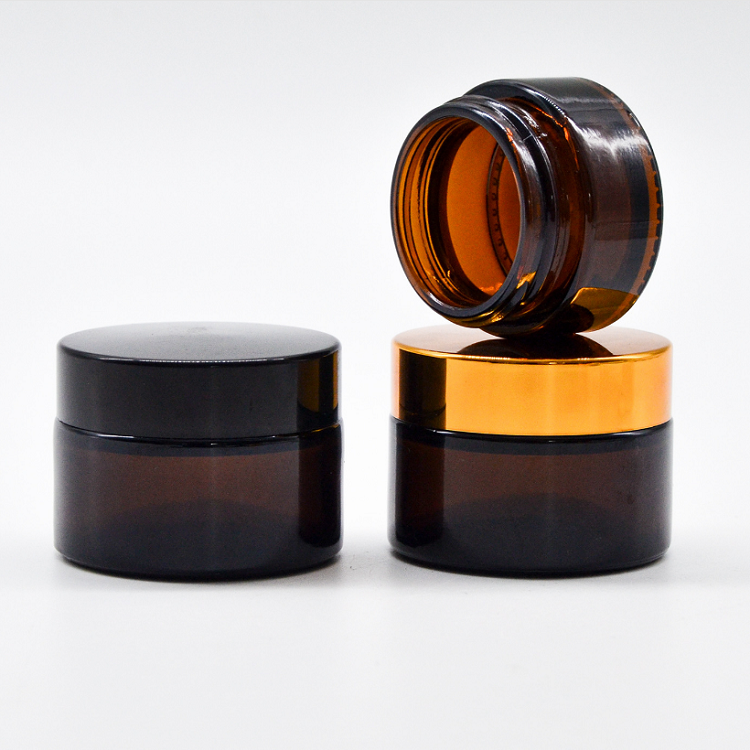 Amber glass cosmetic jars wholesale