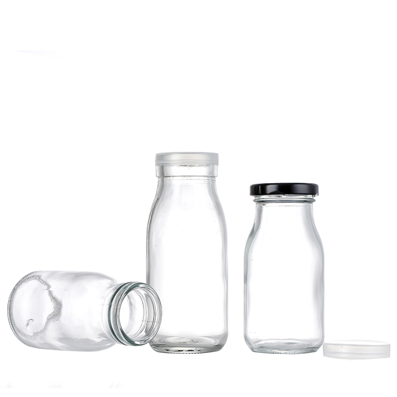 Wholesale PricePerfume Glass- Wholesale Food Grade 200ml 260ml 330ml 500ml 1000ml Glass Milk Bottle with Metal Lid Cui Can Glass detail pictures