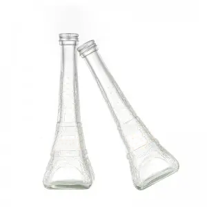 Discountable price Mini Perfume Bottles Wholesale - Wholesale 200ml eiffel tower shape glass juice bottles Cui Can Glass detail pictures