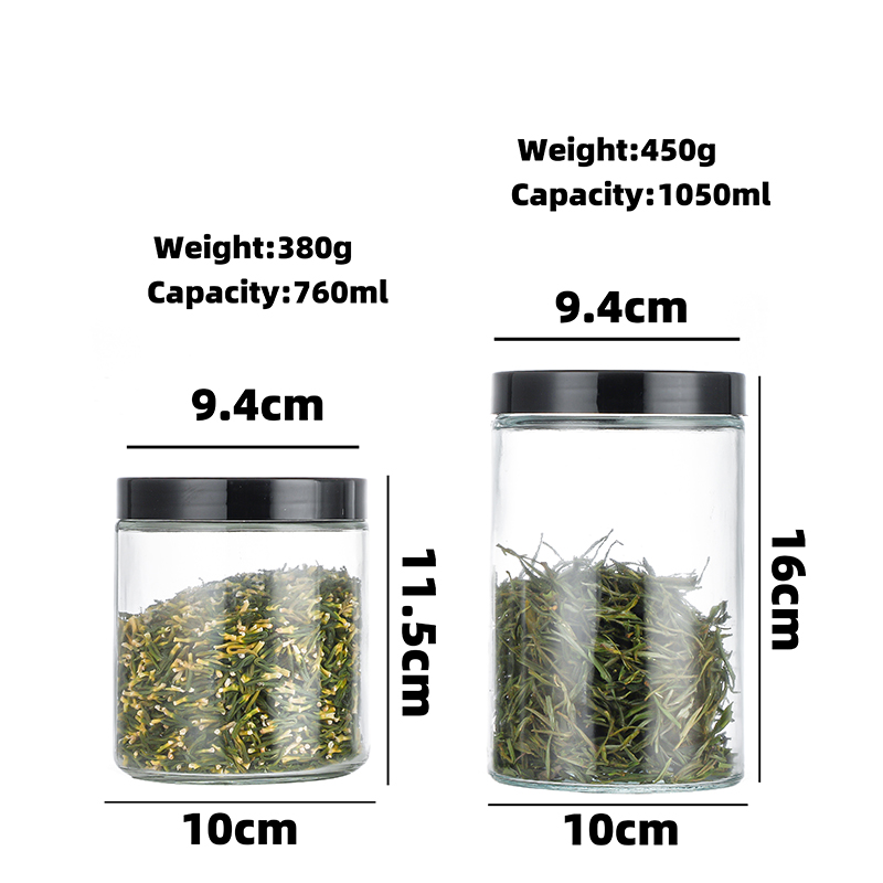 Lowest Price forColourful Canisters- Hemp Glass Bottle 25oz 35oz Clear Color Round Hemp Seed Hemp Packaging Jar Cui Can Glass detail pictures