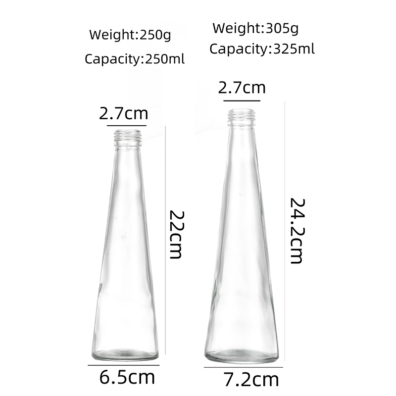 Popular Design for500ml Wine Bottles Wholesale- Round Triangle 250ml 325ml Glass BottlesCui Can Glass detail pictures