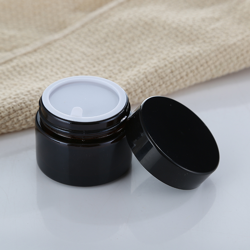 Good qualityAirless Cosmetic Packaging- 200ml clear white frosted face cream glass bottle Cui Can Glass detail pictures