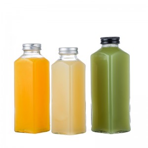 300ml Sleek Glass Juice Bottle with Metal Lid Manufacturer Factory