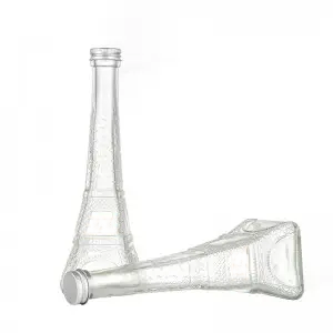 Wholesale 200ml eiffel tower shape glass juice bottles