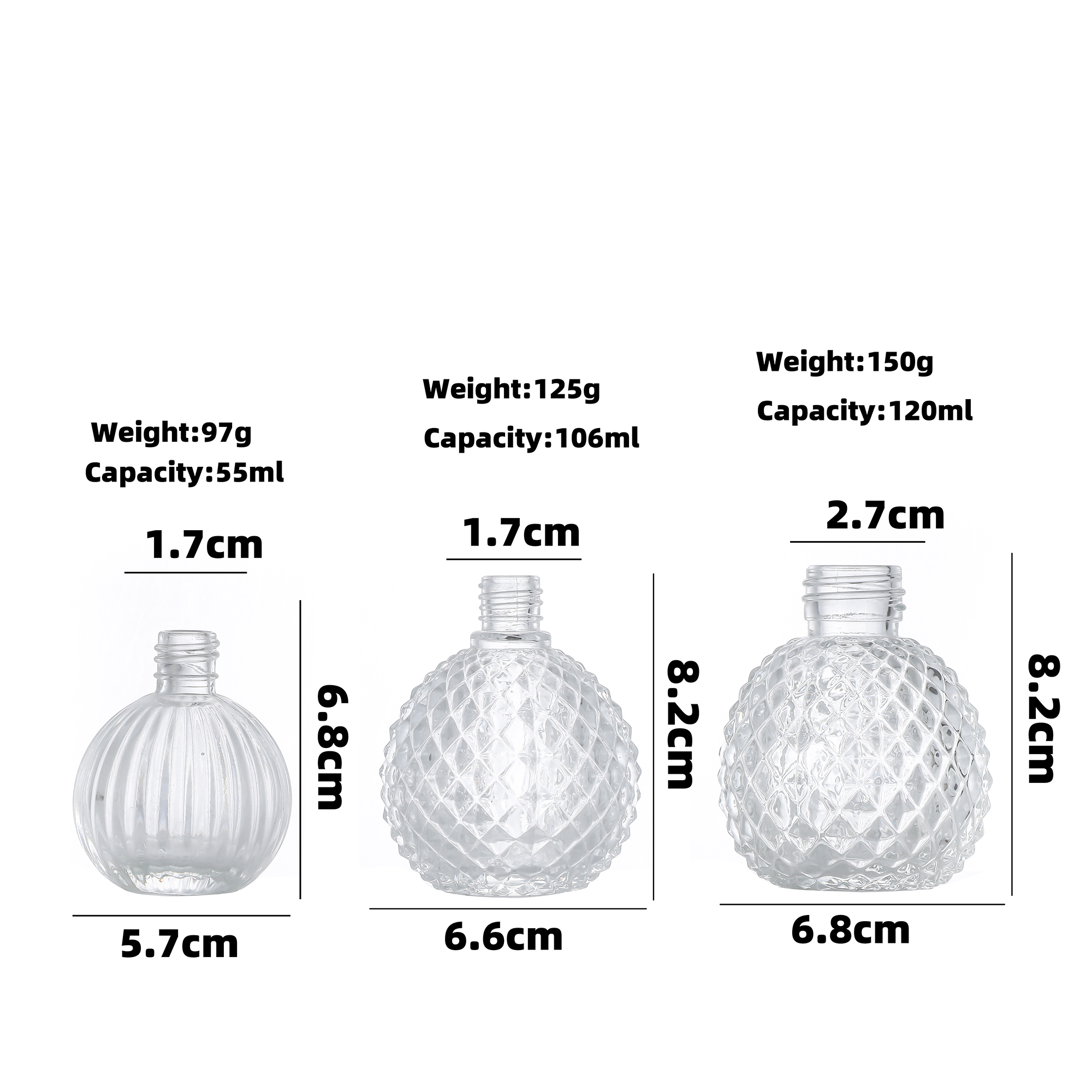 Hot sale Glass Cosmetic Jars Wholesale - round shape empty diffuser bottles wholesale Cui Can Glass detail pictures