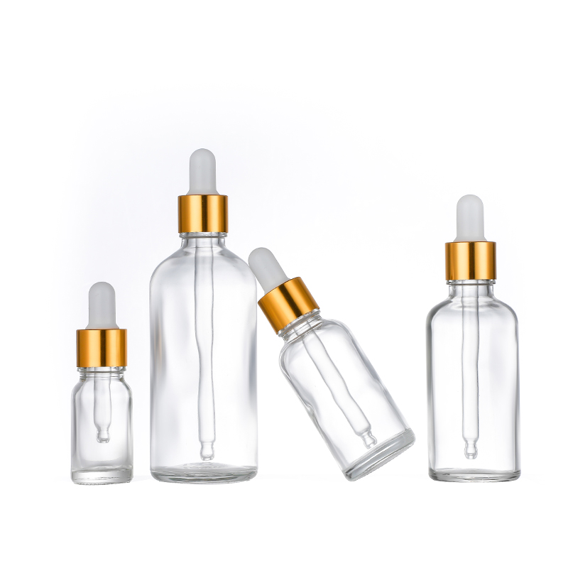 China wholesale  Cosmetic Spray Bottle  - 1oz Frosted Clear Glass Dropper Bottle 5ml 10ml 15ml 20ml 30ml 50ml 100ml essential oil bottle with Dropper Cui Can Glass