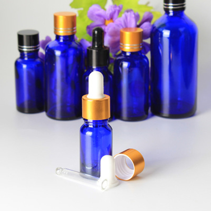 Professional DesignEmpty Cosmetic Containers For Sale– 5ml 10ml 15ml 20ml 30ml blue essential oil glass bottle Cui Can Glass detail pictures