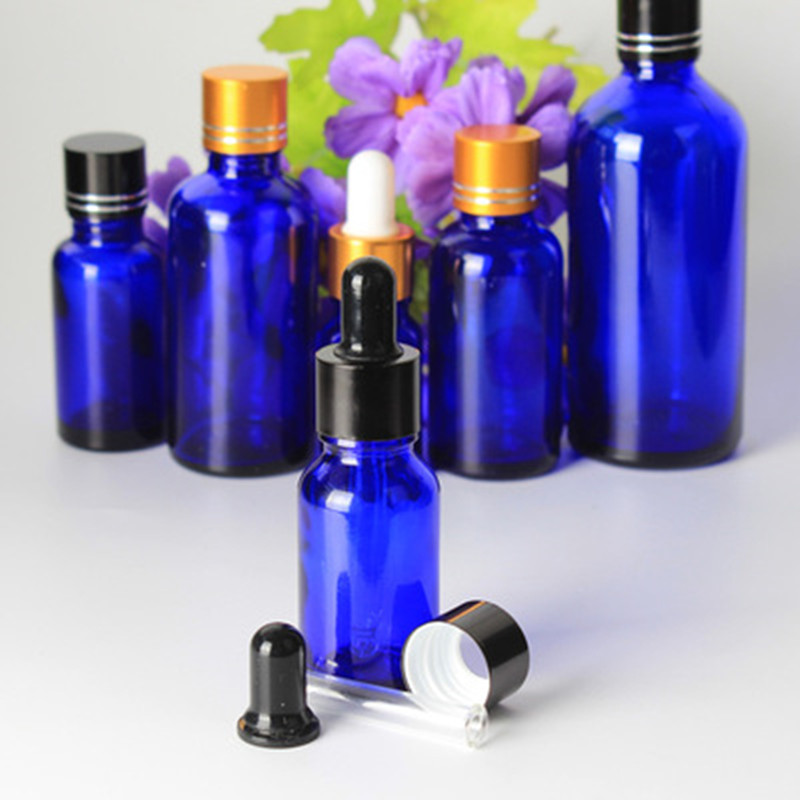 Professional DesignEmpty Cosmetic Containers For Sale– 5ml 10ml 15ml 20ml 30ml blue essential oil glass bottle Cui Can Glass detail pictures