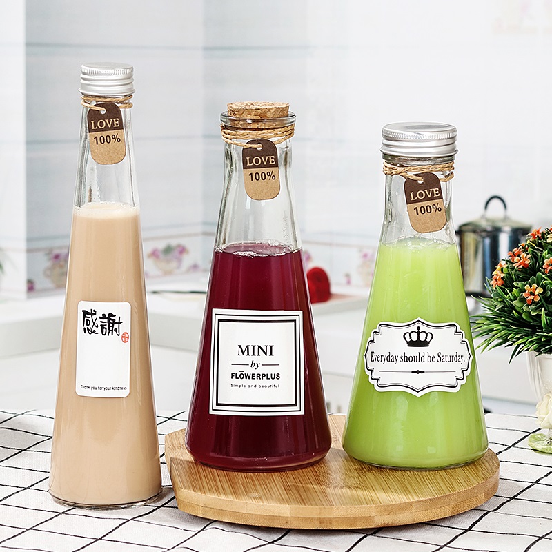 Special Design for Glass Lotion Bottles With Pump Wholesale - conical flask shapecold pressed juice bottles wholesale Cui Can Glass detail pictures