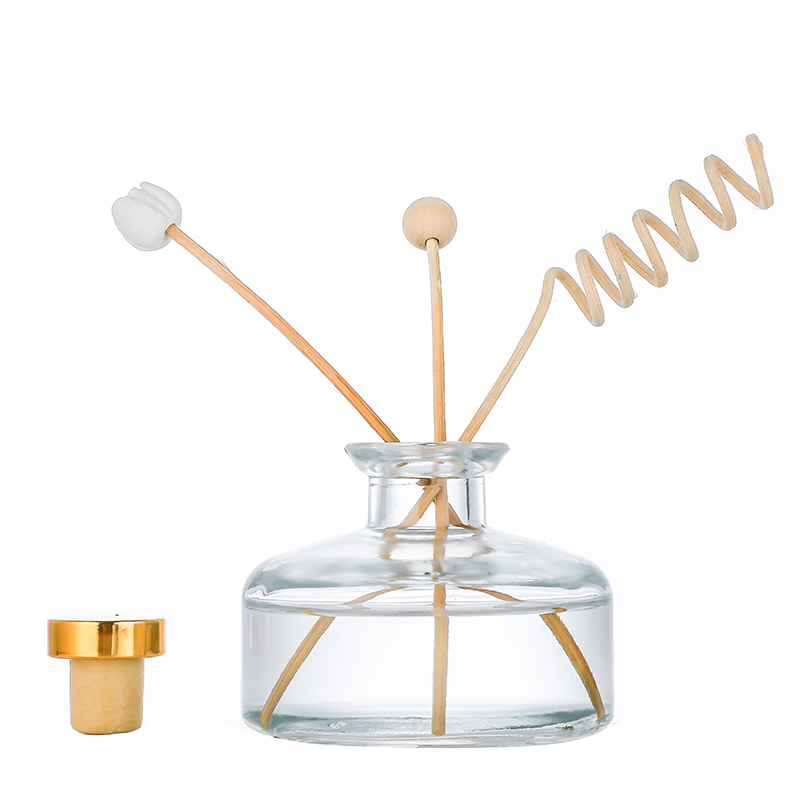 OEM/ODM Manufacturer Custom Cosmetic Jars - Round shape diffuser glass bottles wholesale Cui Can Glass detail pictures
