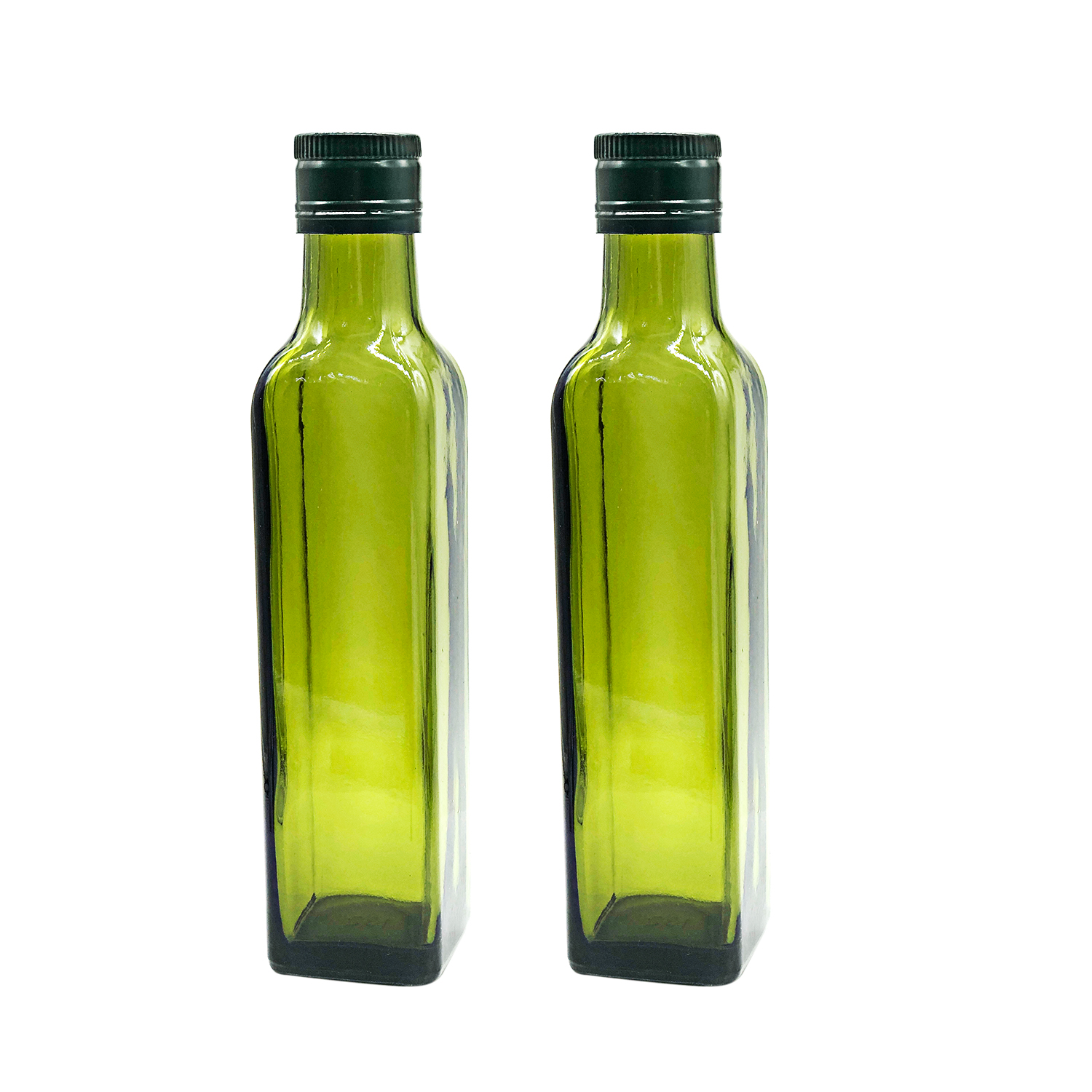 Hot sale FactoryPersonalised Gin Decanter- empty olive oil bottle with cap 250ml 500ml 750ml 1L green square glass bottle for olive oil Cui Can Glass detail pictures