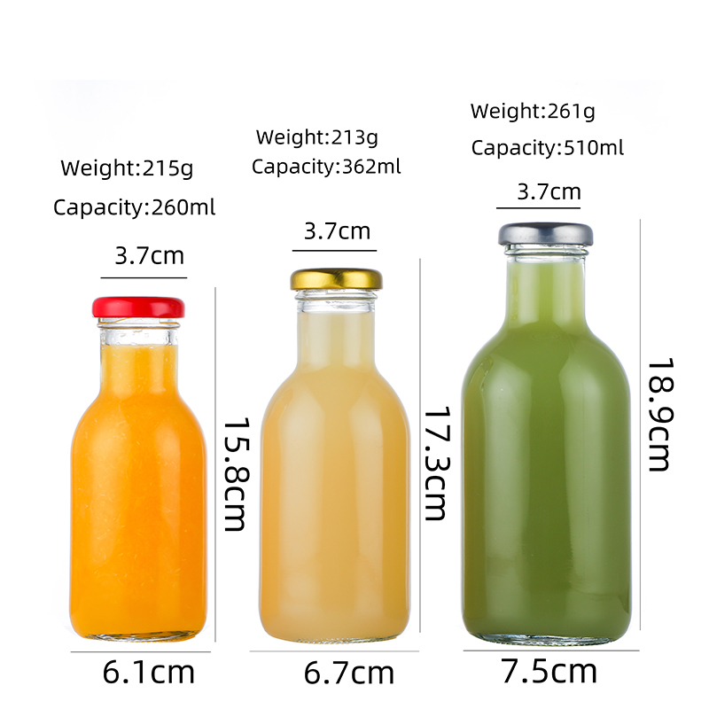 Wholesale 260ml 367ml 513ml Clear Glass Bottle Beer Bottle with Metal Lug Cap