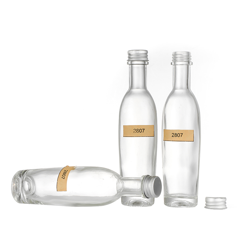 High definitionGlass Lidded Containers- 100ml Round Cooking Bottles Glass Olive Oil Bottles with Aluminum cap Cui Can Glass detail pictures
