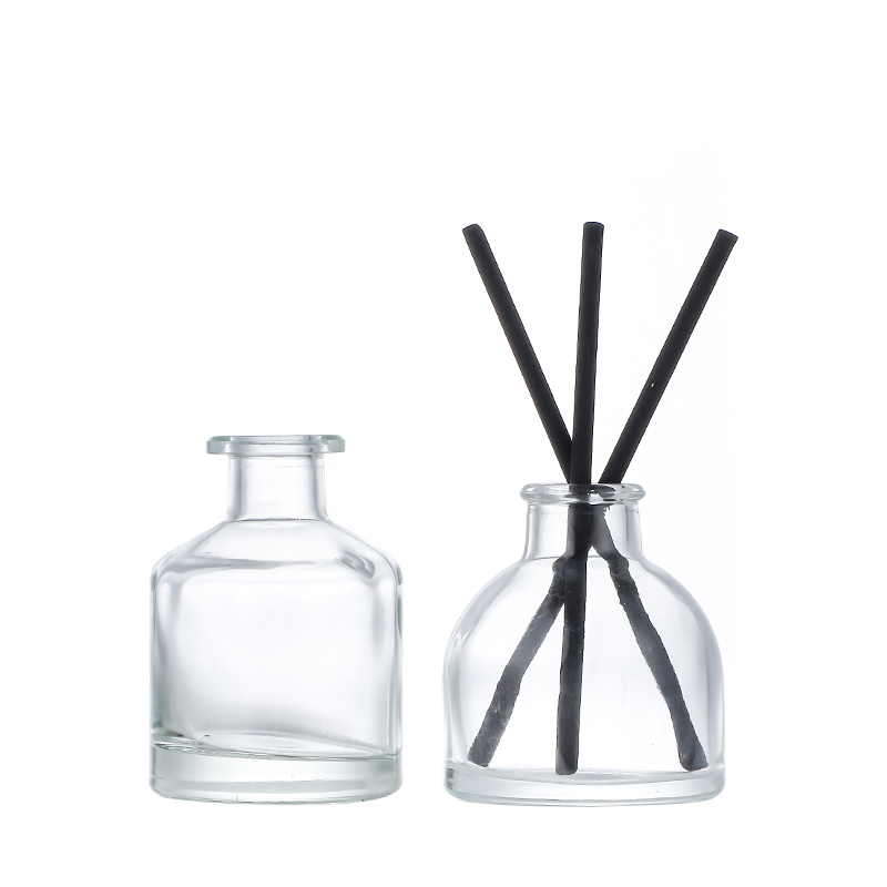 Factory SupplyReed Diffuser Glass Bottles- Luxury 58ml 61ml 160ml Round Clear Empty Aromatherapy Reed Diffuser Glass Bottle for Purifying Air Cui Can Glass detail pictures