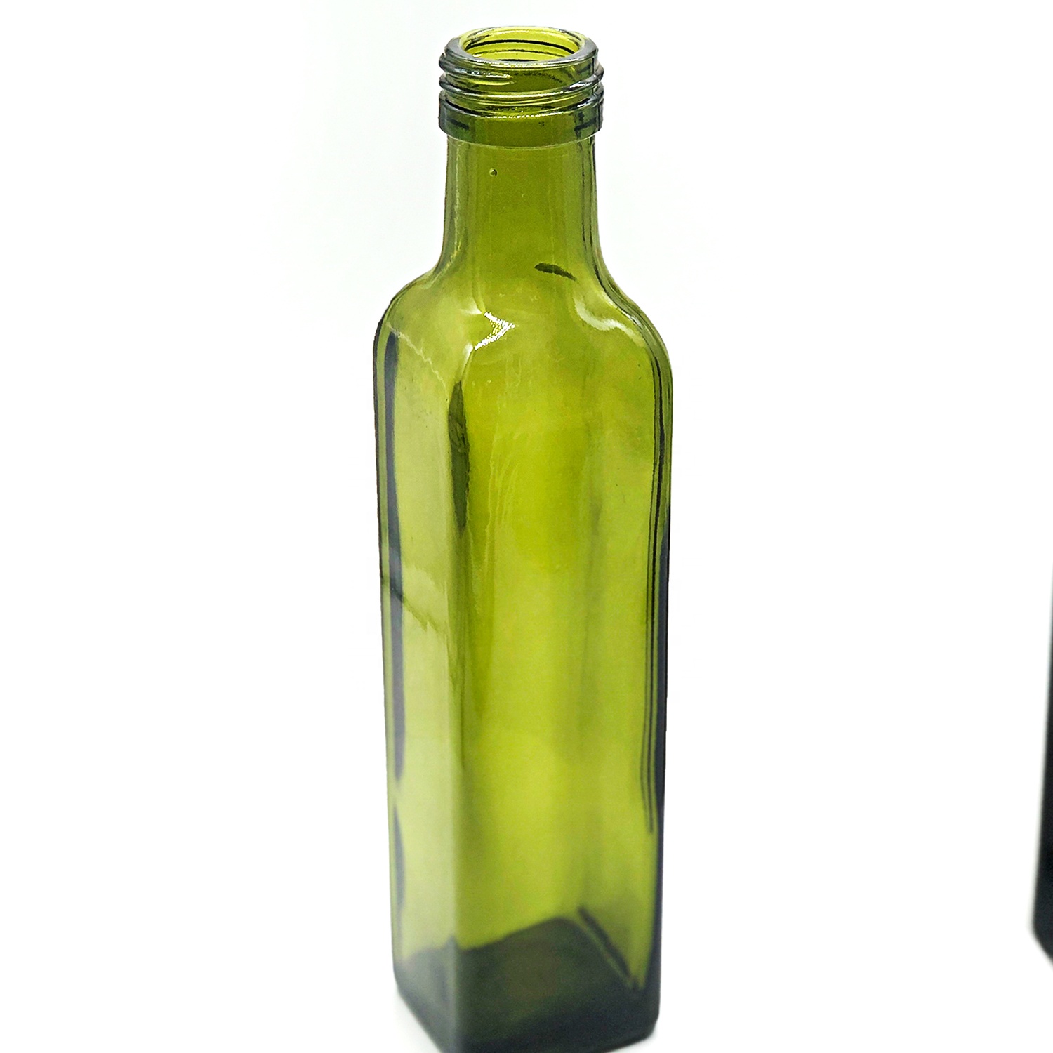 Hot sale FactoryPersonalised Gin Decanter- empty olive oil bottle with cap 250ml 500ml 750ml 1L green square glass bottle for olive oil Cui Can Glass detail pictures