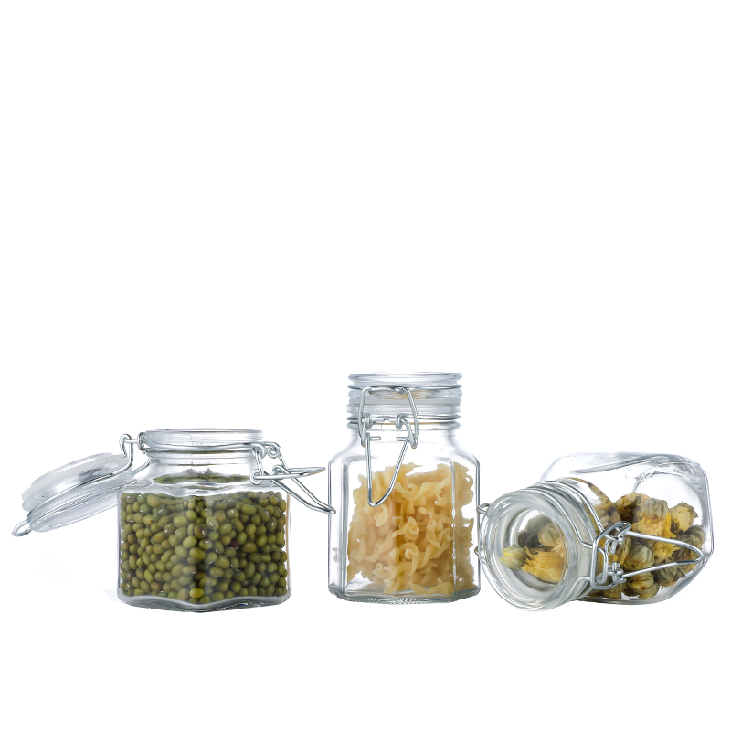High QualitySmall Mason Jars With Handles- 104ml 120ml Vacuum Glass Storage Jar Heat-resistant Sealed Glass Jar with Metal Seal Lids Cui Can Glass detail pictures