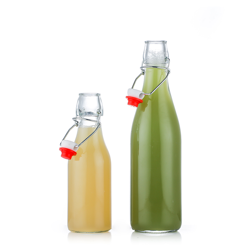 OEM Supply Swan Perfume Bottle - Wholesale Hot Selling Custom Glass Bottle 500ml Beer Bottle with Swing Top Cap Easy Open End Cui Can Glass detail pictures