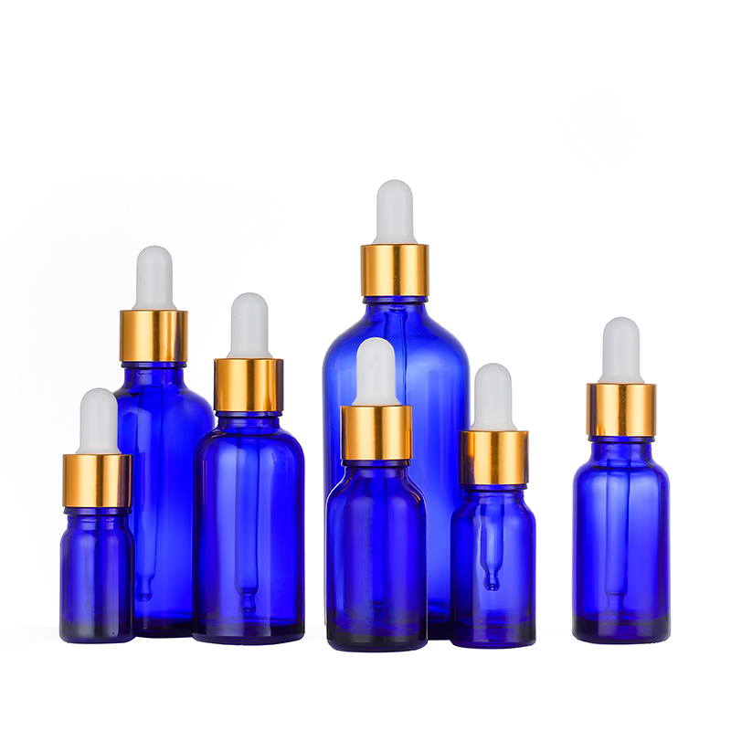 Factory Price ForClear Glass Olive Oil Dispenser- Custom Sample Size 10ml 30ml Blue Medical Glass Tincture Dropper Bottles Cui Can Glass detail pictures