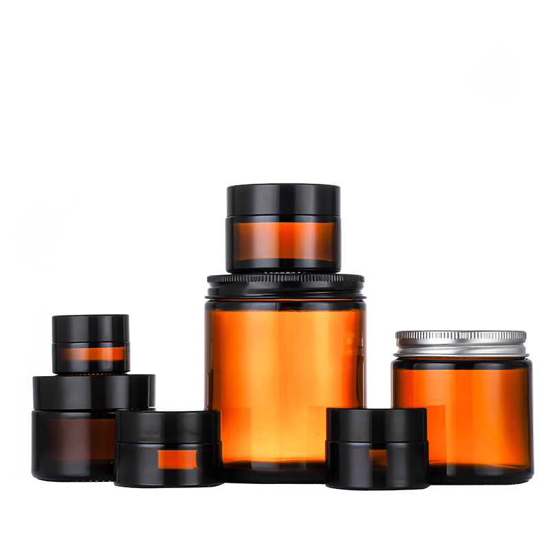 amber color glass cosmetic jars wholesale