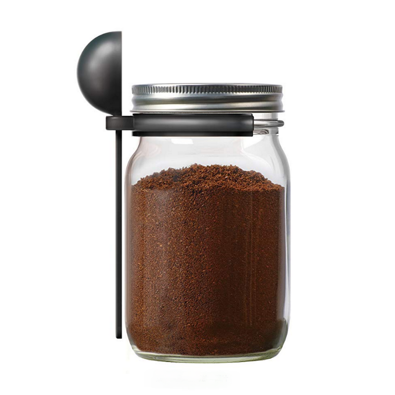 Chinese Professional  Coffee Fresh Container  - Kitchen Packaging Glass Storage Mason Jar Instant Coffee Jar With Metal Lid And Spoon Cui Can Glass