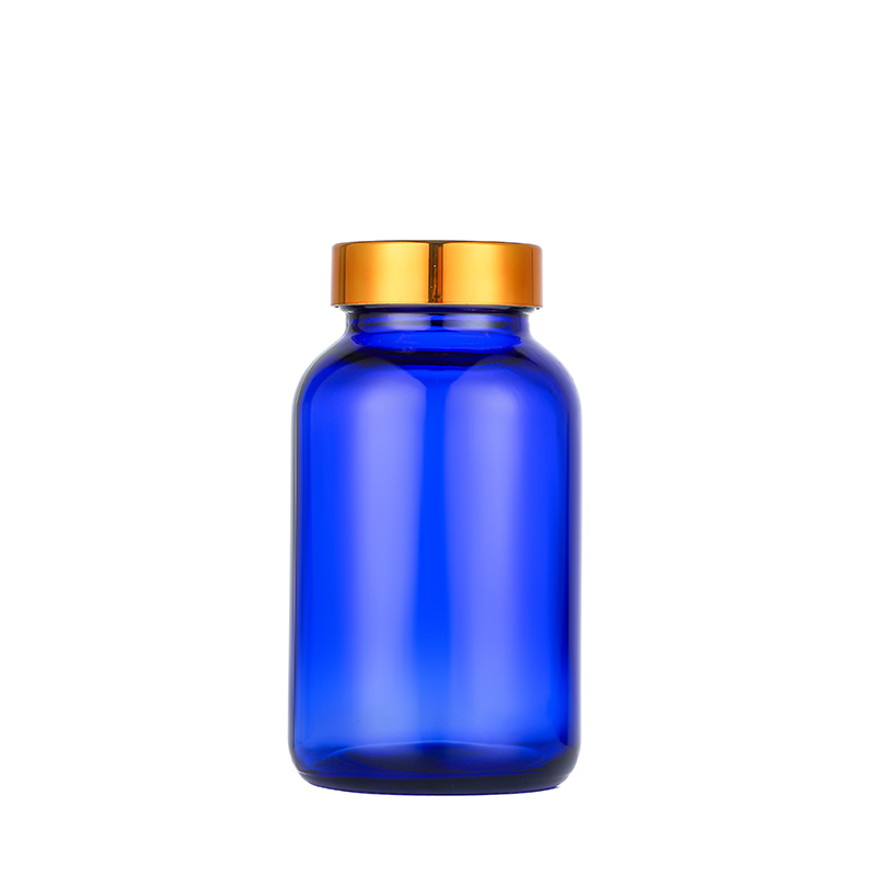 blue glass bottle