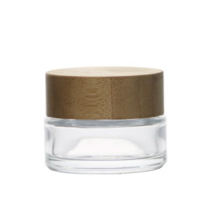 Wholesale 5ml 25ml 55ml Customized Glass Cream Jar Container Frosted Jars with Bamboo cap