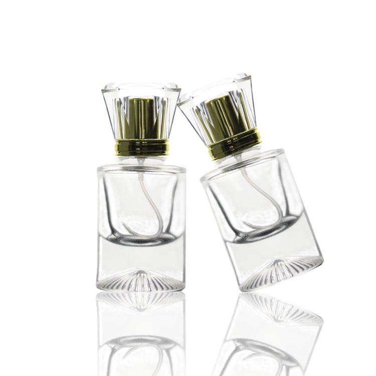 Wholesale luxury 30ml 50ml 100ml spray cap empty crimped glass round perfume bottle
