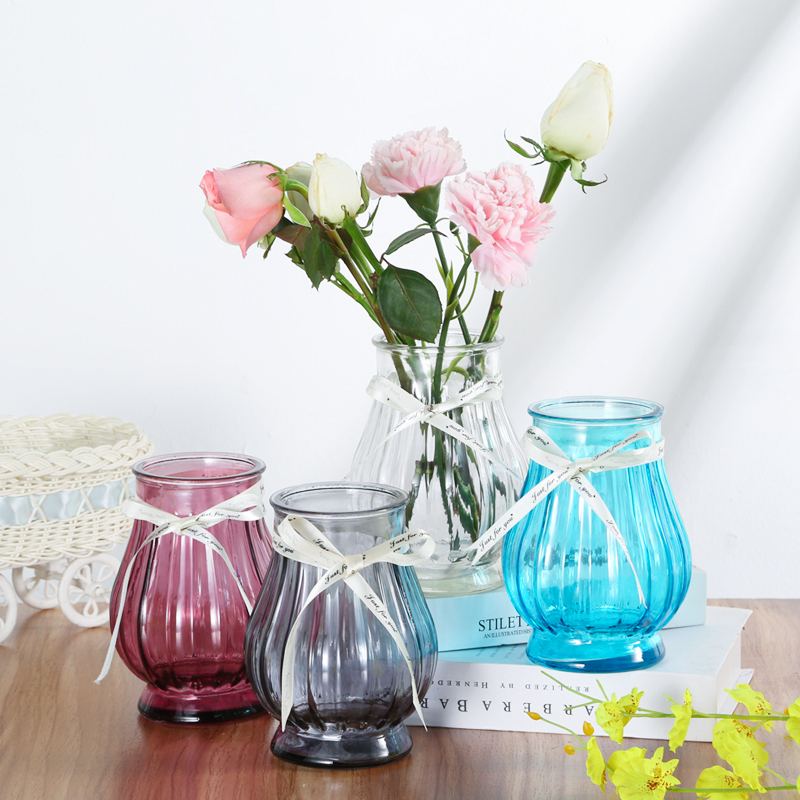 Factory Free sampleFlower Vase With Glass Bottle- Rustic small glass vases of various shapes Cui Can Glass detail pictures