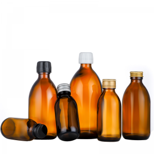 Wholesale Custom glass medical bottle 260ml 315ml 500ml Amber glass bottle syrup bottle