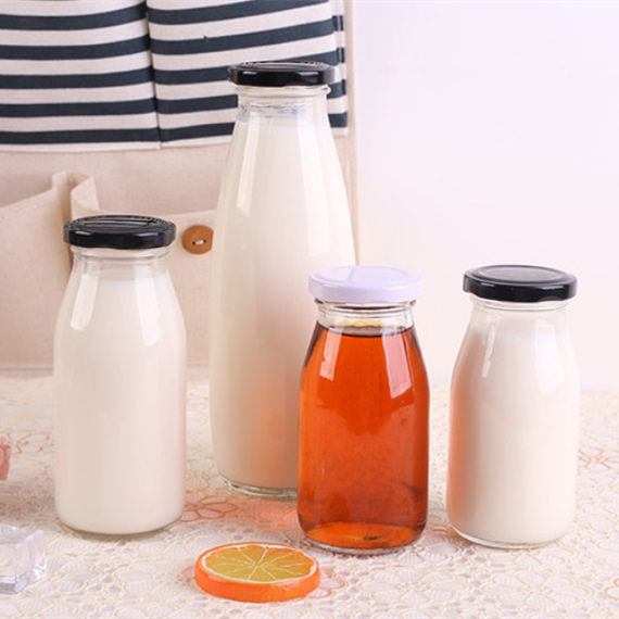 glass milk bottles with lids wholesale