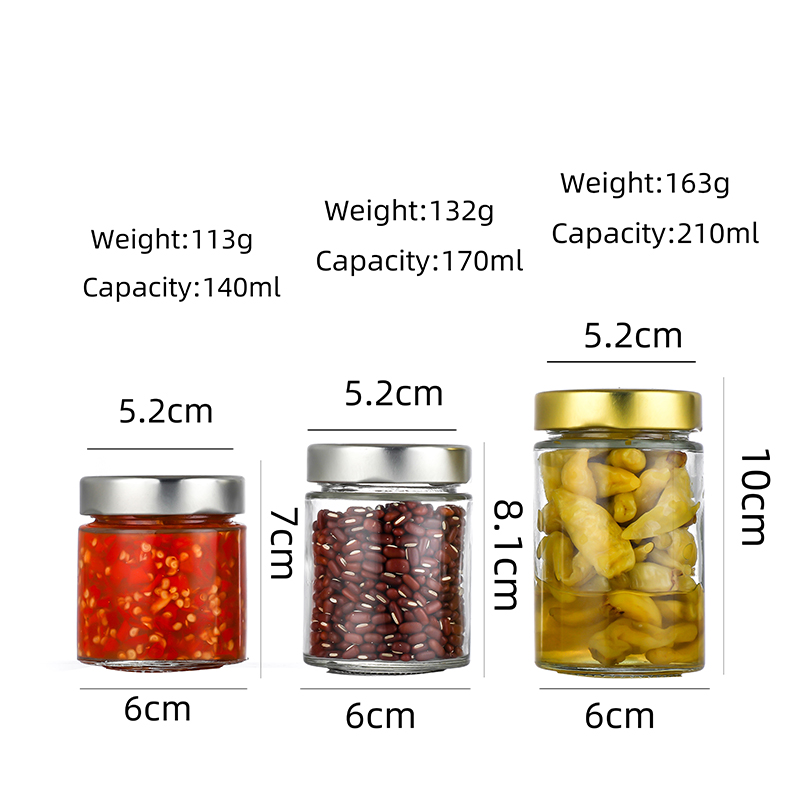 Professional China Unique Tea Coffee Sugar Canisters- Straight Round Design 5 oz 6 oz 7 oz Luxury Food Honey Coffee Storage Jar Mason Glass Jar set Canning Jar For Pickles And Kitchen Storage Cui Can Glass detail pictures