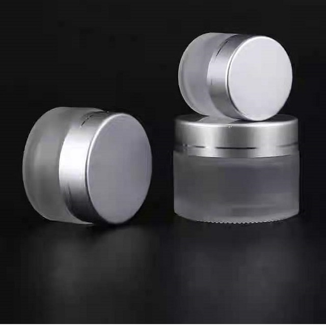 frosted glass cosmetic jars with lid  wholesale